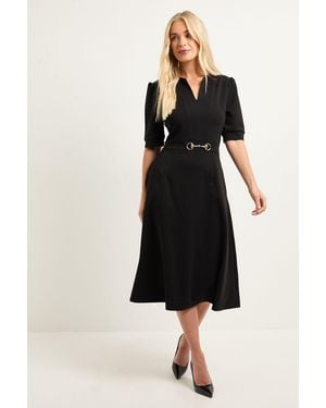 Wallis Petite Ponte Snaffle Trim Midi Dress - Black