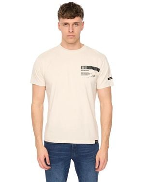 Duck and Cover Tatick Brushed Cotton T-Shirt (Light Stone) - White