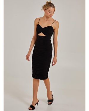 Pink Vanilla Slinky Midi Cut Out Dress - Black
