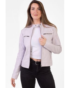 Pelle D'annata D'Annata Ladies Real Leather Biker Jacket - Purple