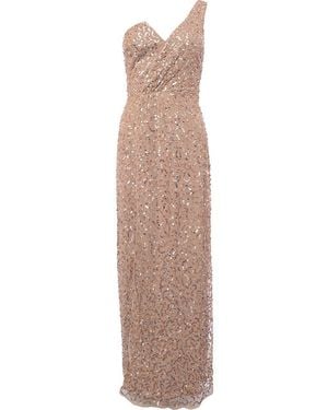 Maya Asymmetric All Over Embellished Maxi Dress - Natural