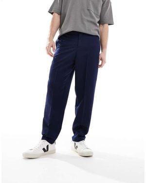 ASOS Smart Relaxed Tapered Fit Trousers - Blue