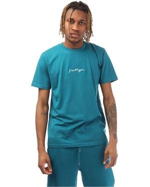 Hype Regular Fit Signature Print T-Shirt - Blue