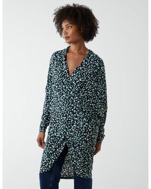 Blue Vanilla Draped Dip Hem Long Top - Blue
