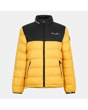 Born Rich Lydn Solid Patterned Puffer Jacket With Zipped Pocket - Yellow