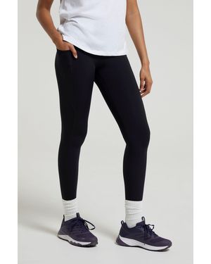 Mountain Warehouse 'Blackout' High Waisted Leggings Stretchy Sweat Wicking Tights Polyamide - Blue