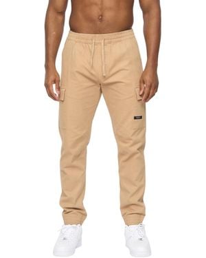 Crosshatch Utilate Elasticated Waist Cargo Trousers Cotton - Natural