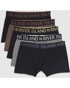 River Island Trunks Rr Print Metallic 5 Pack Underwear Cotton - Black