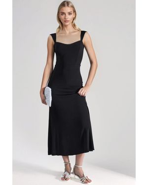 Hiccup Heart Collar Midi Dress - Black