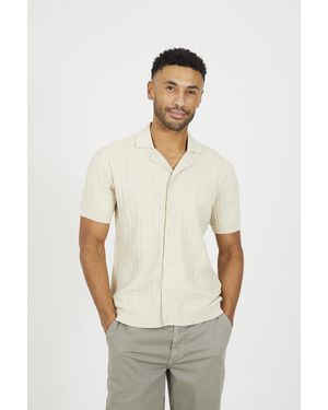 Brave Soul Knitted Short Sleeve Shirt - White