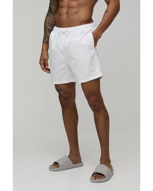 BoohooMAN Mid Length Bm Autograph Swim Short - White
