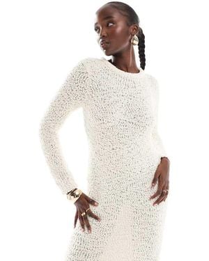 ONLY Textured Midi Knitted Dress - White