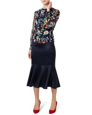 Hobbs Amberlee Fit And Flare Midi Skirt - Blue