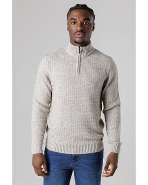 Tokyo Laundry Quarter Zip Basket Stitch Jumper - Grey