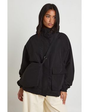 Boohoo Festival Mac With Bag - Black