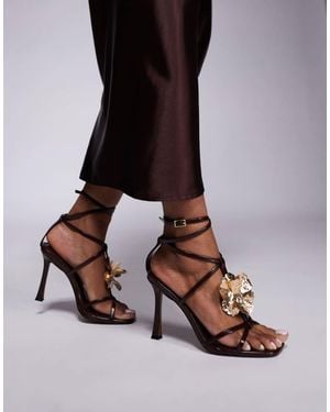 ASOS Nobel Flower Detail Caged High Heeled Sandals - Black