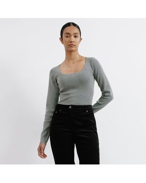 Albaray Scoop Neck Knit Top - Grey