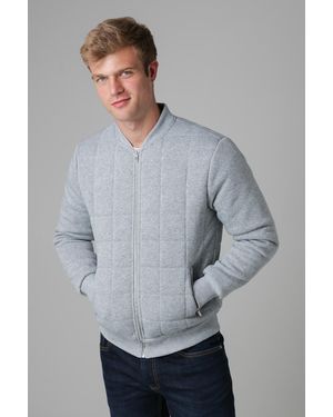 Nines Quilted Fleece Zip-Through Bomber Jacket - Grey