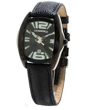 Chronotech Black Leather Watch