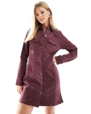 ASOS Denim Fitted Shirt Mini Dress - Purple