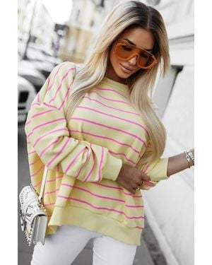 Azura Exchange Gestreept Rugsplit Sweatshirt - Naturel