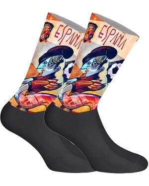 Jenes Socks Elastic Printed Long - Blue