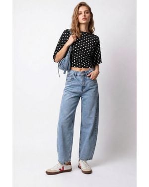 MixRay High-Waist Wide-Leg Cotton Denim Jeans - Blue