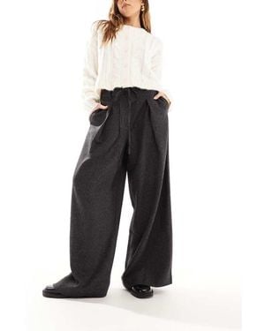 Aware Tie Waist Pleat Front Wide Leg Trousers - Black