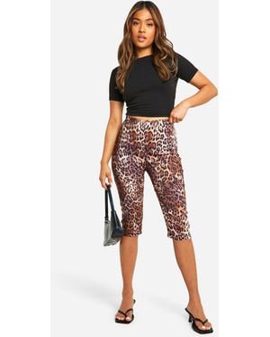 Boohoo Petite Leopard Bengaline Capri Pant - Multicolour