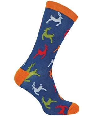 Mr Heron 1 Verpakking Noviteit Dierenpatroon Bamboosokken - Blauw