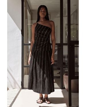 Karen Millen Beaded Pinstripe Full Midi Skirt - Black