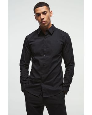 BoohooMAN Long Sleeve Slim Shirt - Blue