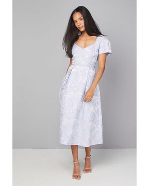 Wallis Jacquard Seam Detail Midi Dress - Grey
