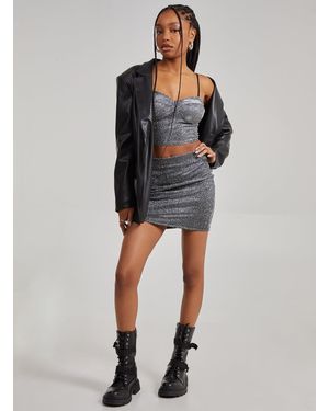 Pink Vanilla Glitter Mini Skirt - Black