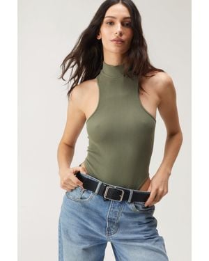 Nasty Gal Seamless High Neck Bodysuit - Green
