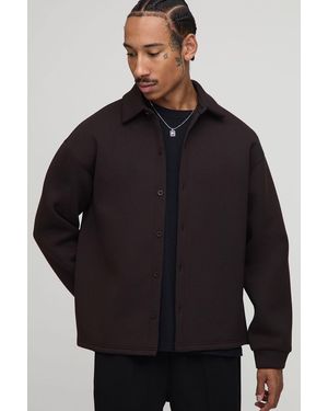 BoohooMAN Scuba Oversized Long Sleeve Overshirt - Black