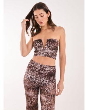 Pink Vanilla Leopard Lace Bandeau Top - Multicolour
