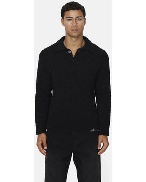 Good For Nothing Relaxed Boucle Knitted Polo - Black