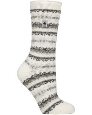 Heat Holders Ladies Thermal Lite Patterned Socks For Winter - Grey