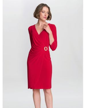 Gina Bacconi Tilda Jersey Dress With Embellished Buckle - Red
