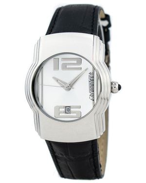 Chronotech Black Leather Watch