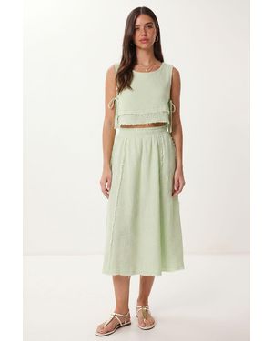 Happiness İstanbul Cotton Sleeveless Blouse And Midi Skirt Set - Multicolour