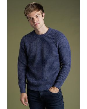 Kensington Eastside Dark Ribbed Raglan Crew Neck Jumper - Blue