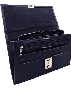 Woodland Leathers Passport Holder Travel Document Wallet Organiser - Blue