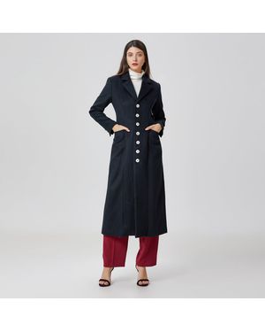 Smart & Joy Lange Wollen Jas Op Maat - Blauw