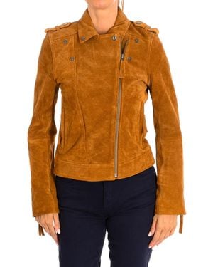 Karl Marc John Short Long Sleeve Leather Jacket 9066 - Orange
