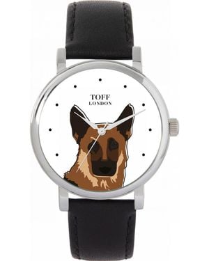 Toff London Tlws-21844 Ladies German Shepherd Dog Head Watch - Black