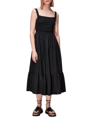 Whistles Greta Ruched Poplin Dress - Black