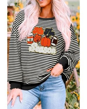 Azura Exchange Striped Fall Season Sweatshirt - Grey