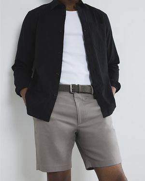 River Island Chino Shorts Slim Fit Belted - Black